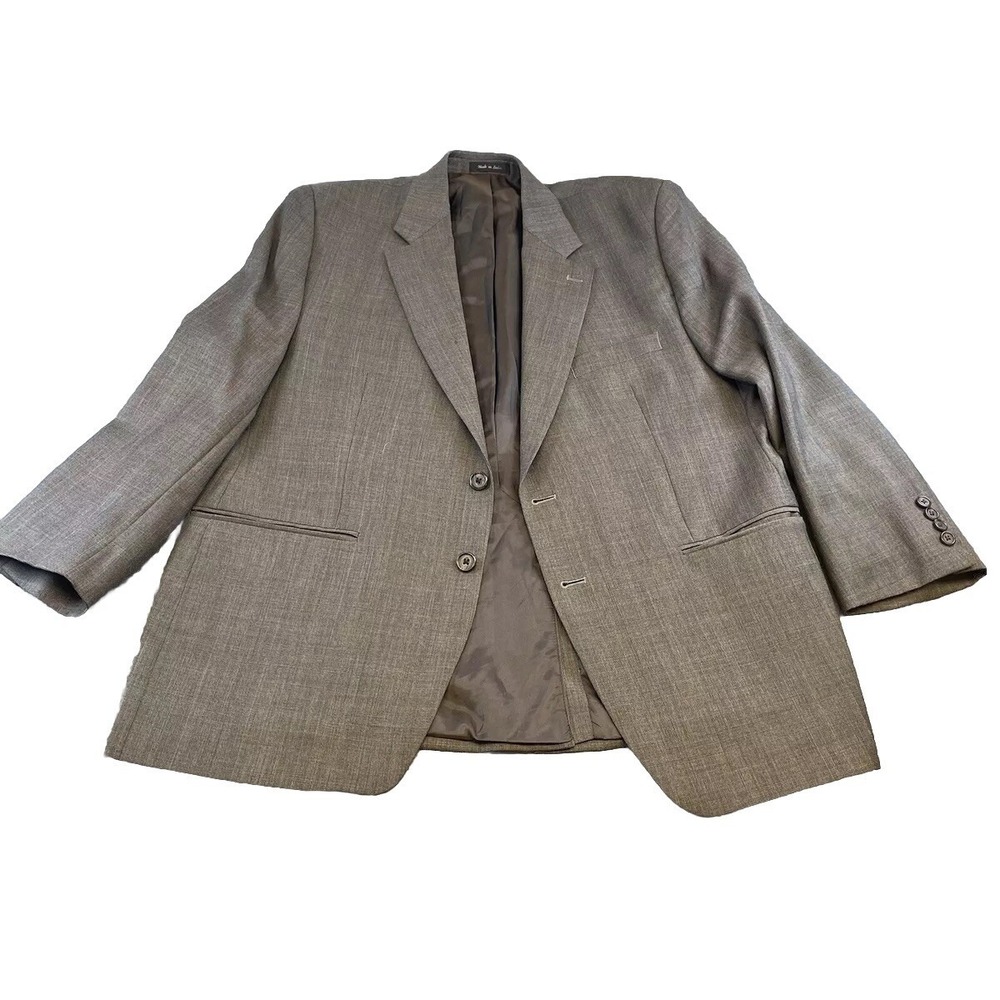 Lauren Ralph Lauren Men Blazer 100% Wool‎ Grey Glen Check 44S Classic Business